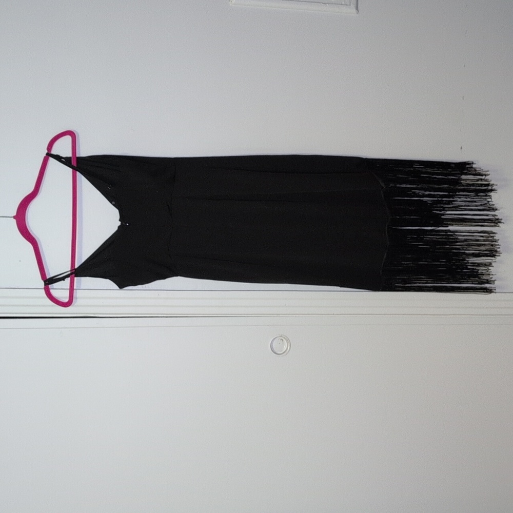 Dynamite Black Asymmetrical Fringe Dress